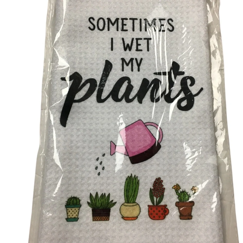 Sometimes I Wet My Plants Kitchen Dish Towel Cactus Plant Lady Funny Gift NEW
